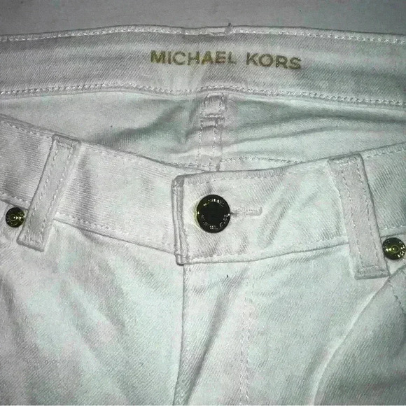 Michael Kors Women’s White Straight Leg Jeans size 4 Gold trim - Picture 4 of 5